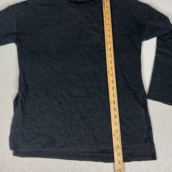 Zara Trafaluc Black Quilted Asymmetric Hem Sweatshirt Size Small - Picture 5 of 8